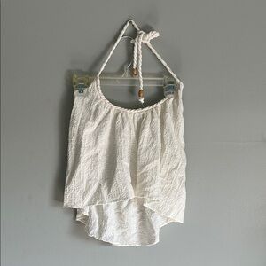 Zara Cream Textured Halter Crop Top